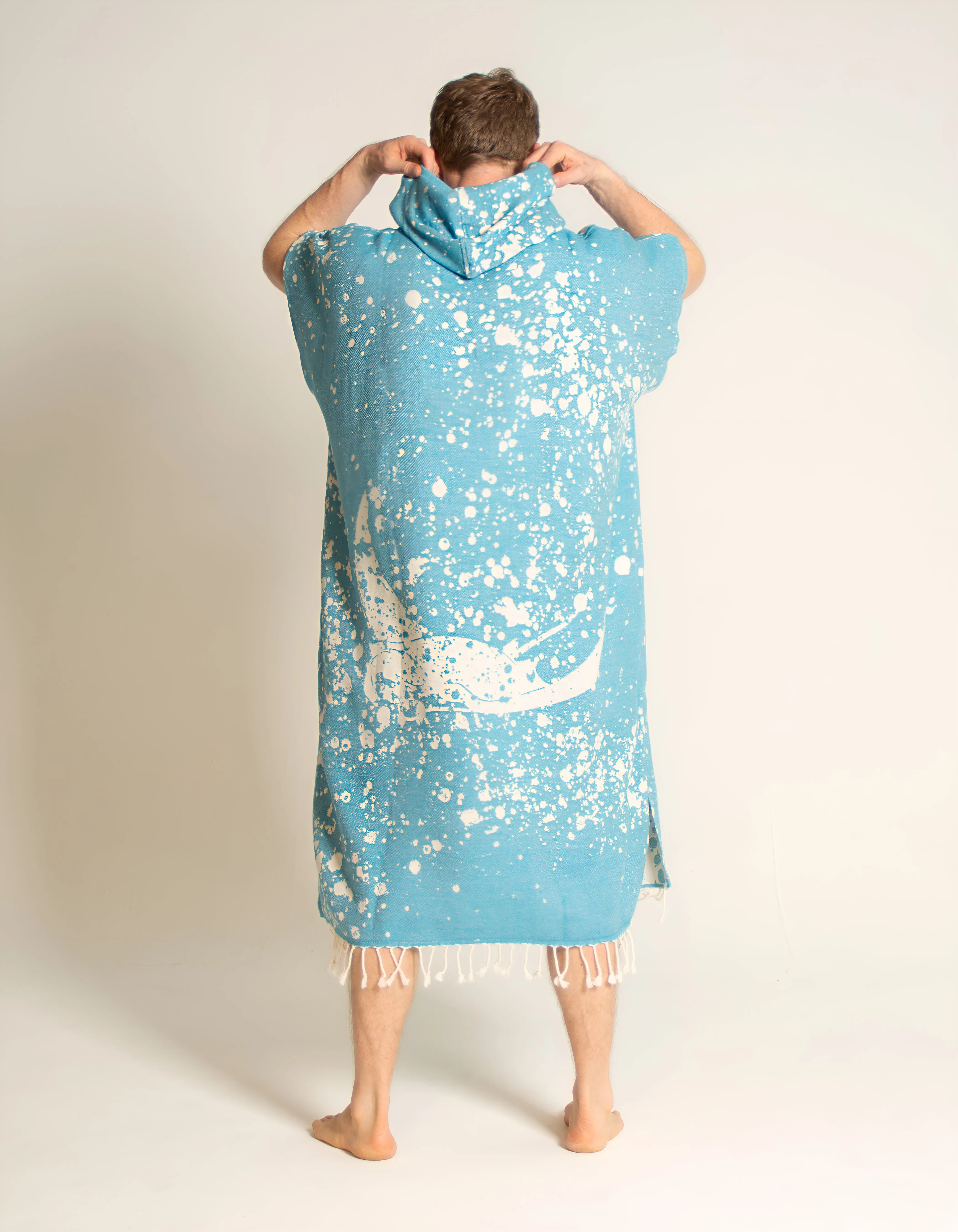 Blue Turkish Cotton Adult Poncho Towel