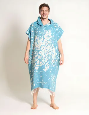 Blue Turkish Cotton Adult Poncho Towel