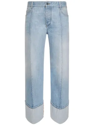 Bottega Veneta   Curved shape light bleached denim jeans 