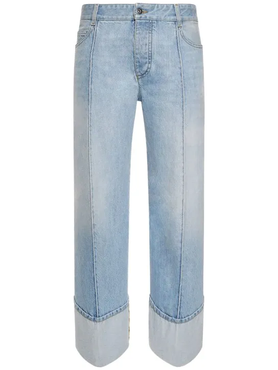 Bottega Veneta   Curved shape light bleached denim jeans 