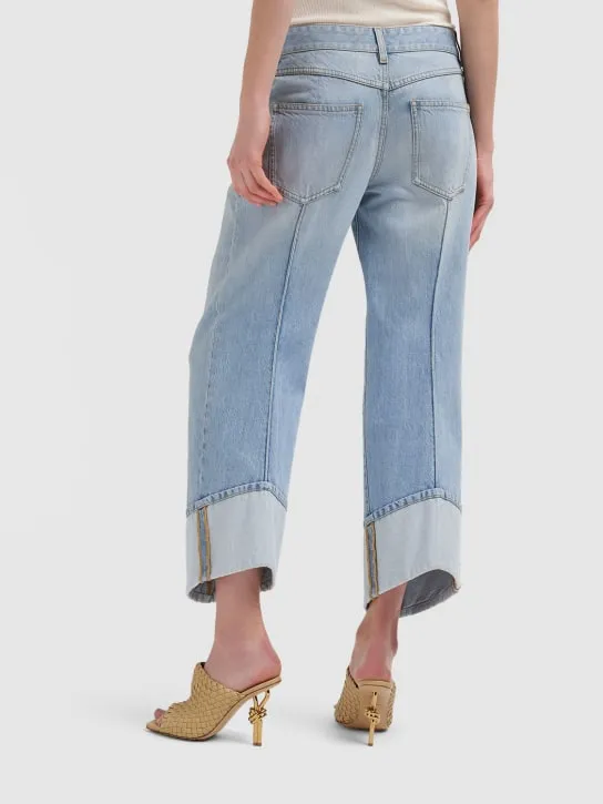 Bottega Veneta   Curved shape light bleached denim jeans 