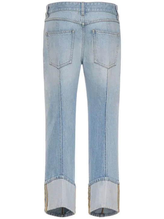 Bottega Veneta   Curved shape light bleached denim jeans 