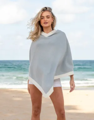 Cashmere Contrast Poncho in Cloudy