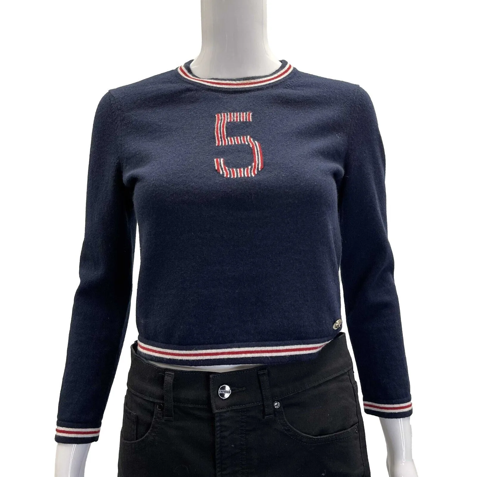 Chanel 19 No. 5 Logo Navy Blue Pullover