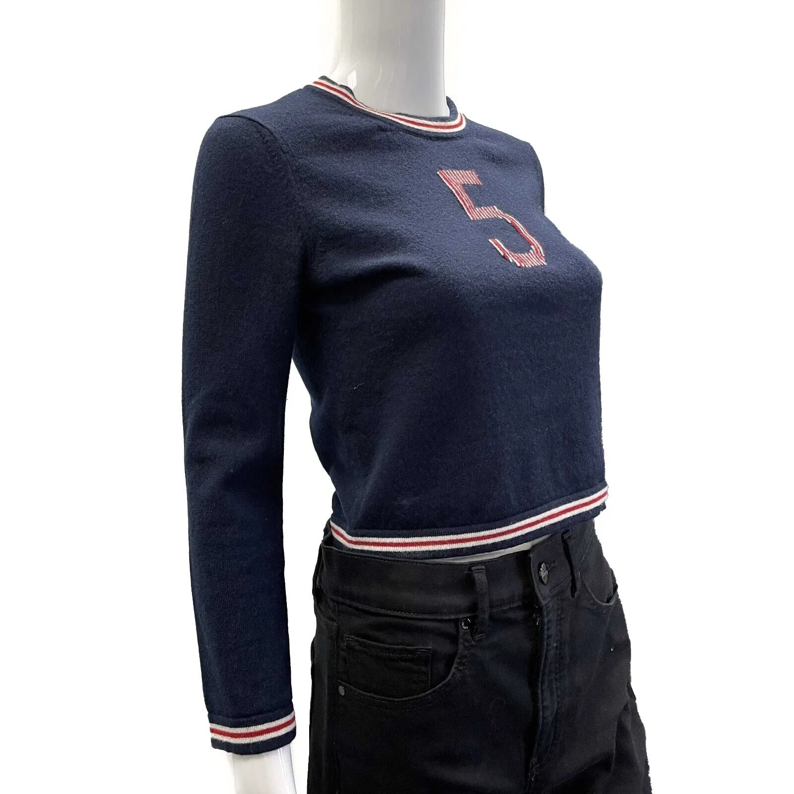 Chanel 19 No. 5 Logo Navy Blue Pullover