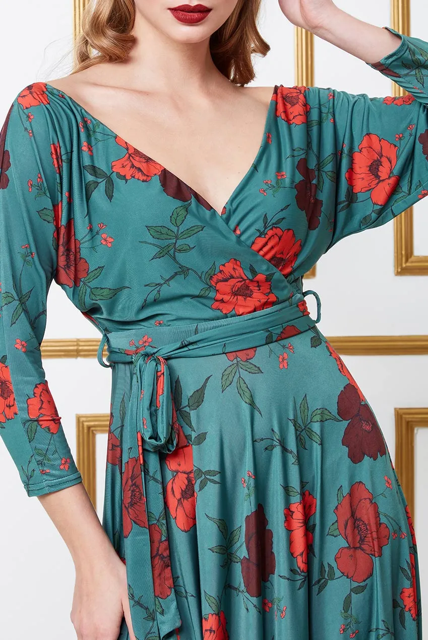 City Goddess Long Sleeve Skater Style Midi Dress