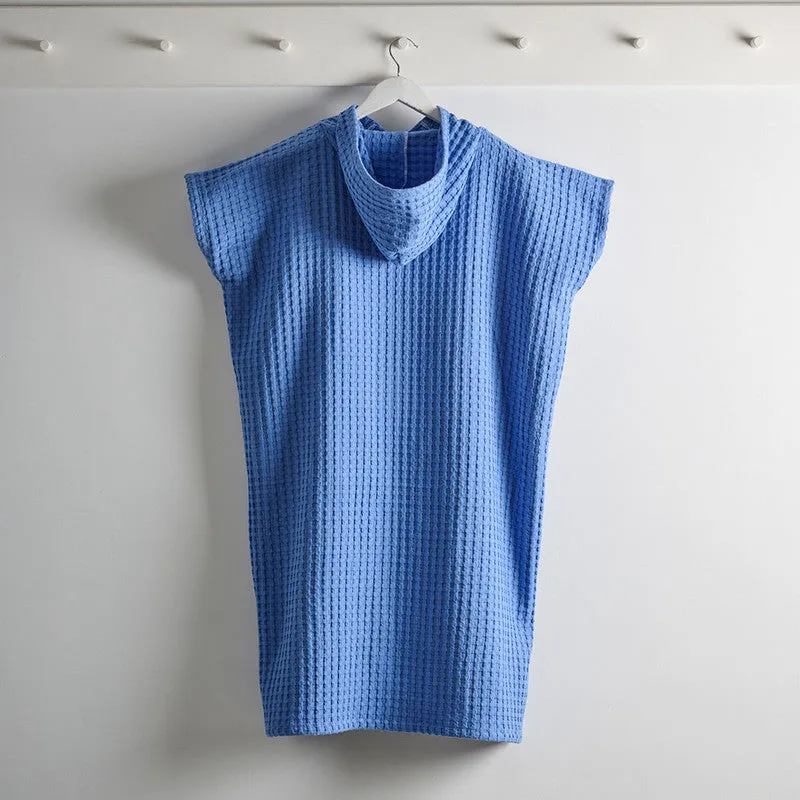 Cotton Poncho | Waffle | Adult Poncho | Cobalt