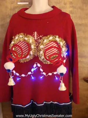 Fantastic Red Bright Christmas Sweater with Naughy Boobs