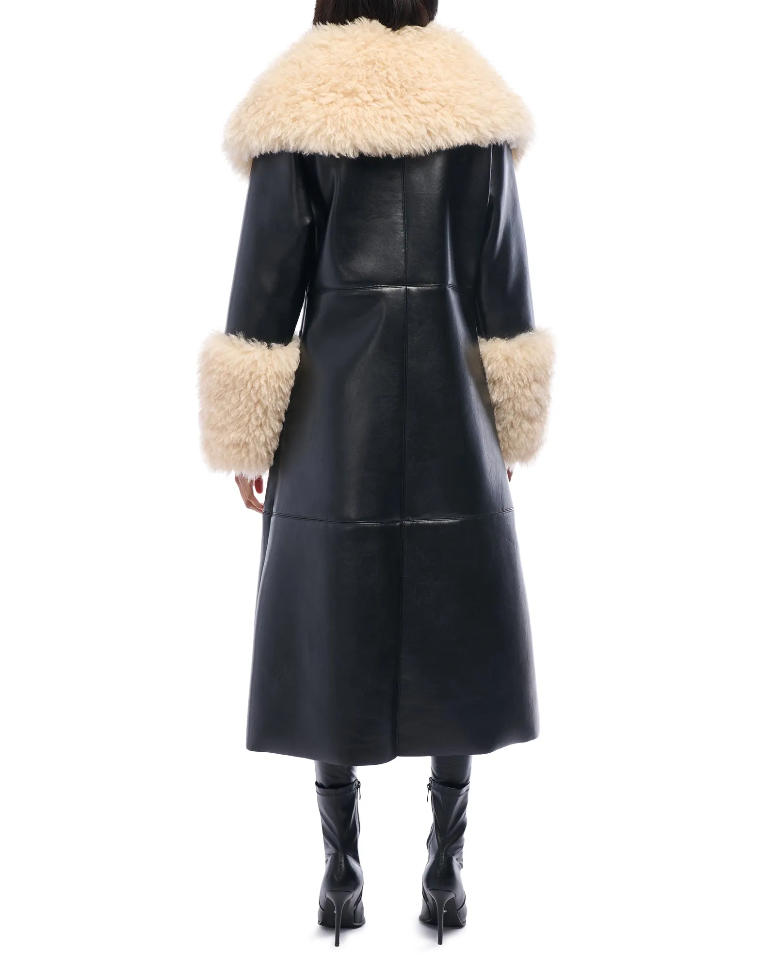 FLUFFY-TRENCH-BLACK FAUX FUR JACKET