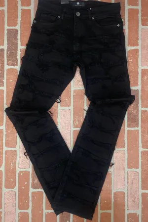 Focus- ripped stacked denim jeans (jet black)