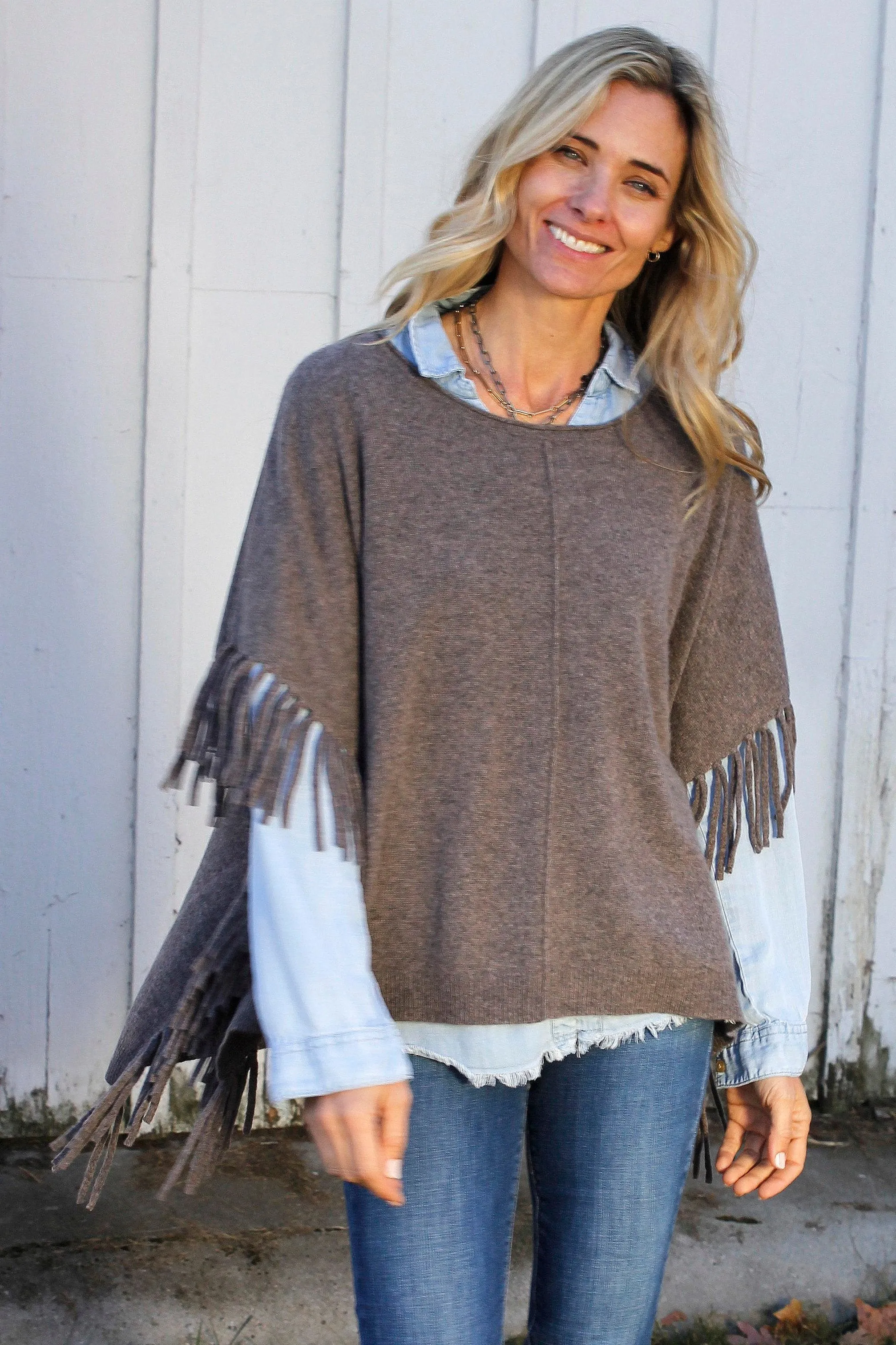 Fringed Cashmere Pop On