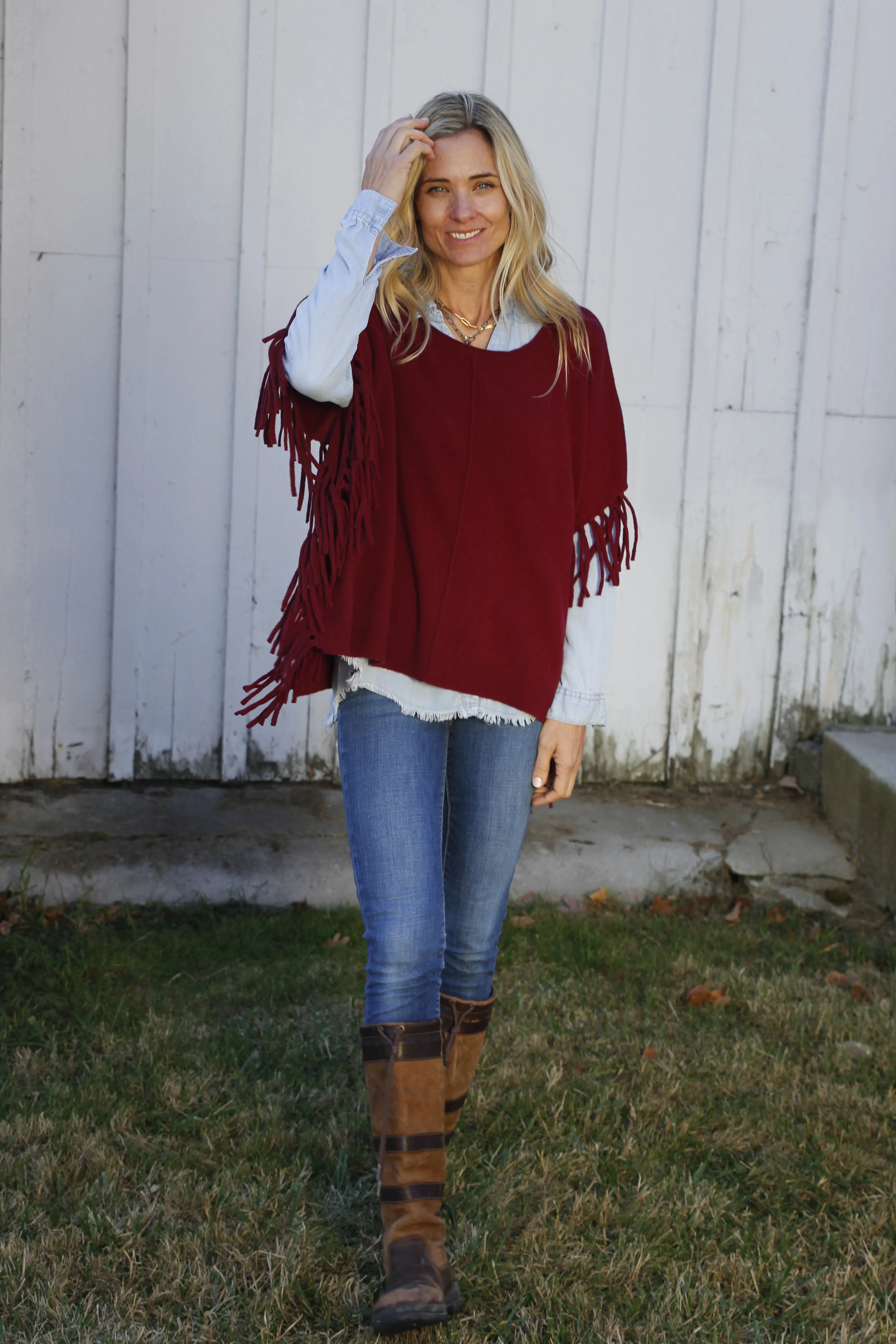 Fringed Cashmere Pop On