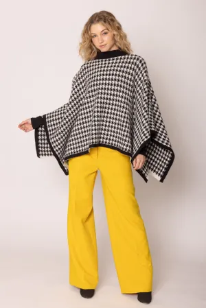 Houndstooth Knit Poncho