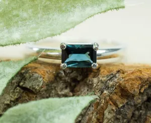 Indicolite Tourmaline Ring, Genuine Untreated Brazil Tourmaline; 0.455cts