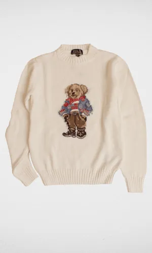 Kids RL Polo Bear Pullover - White