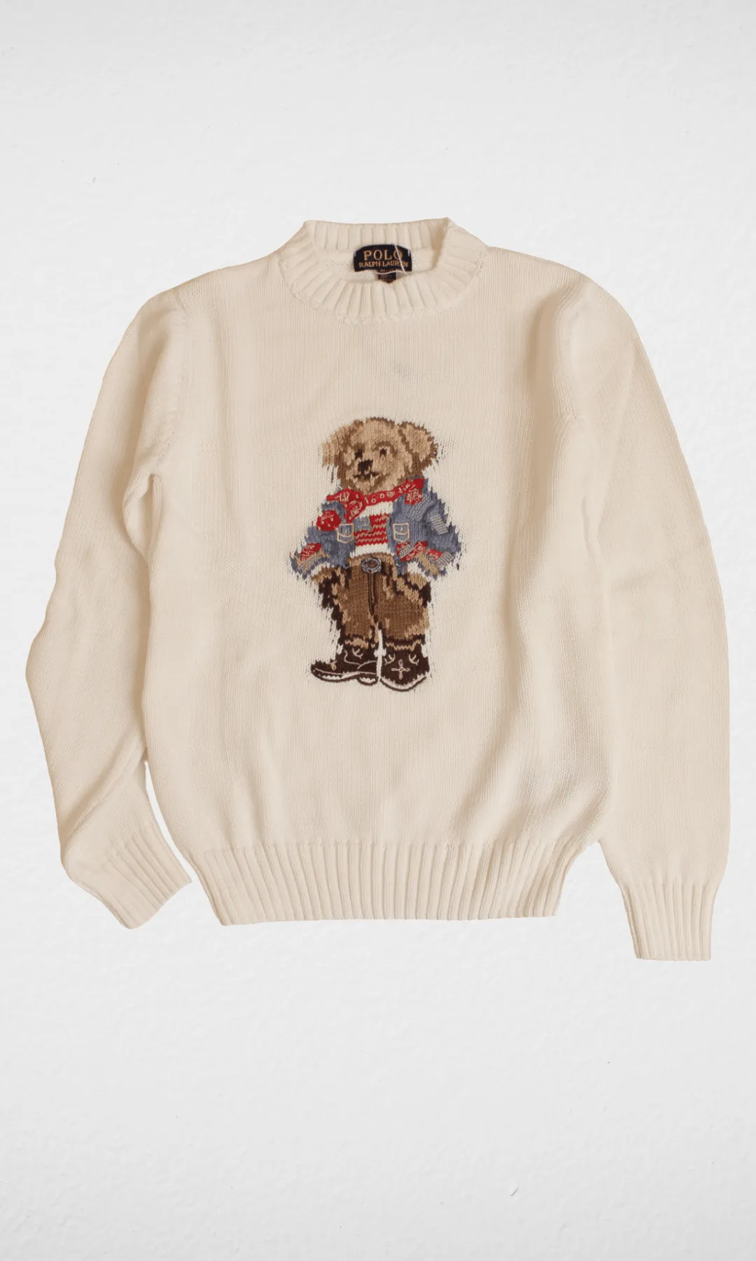 Kids RL Polo Bear Pullover - White