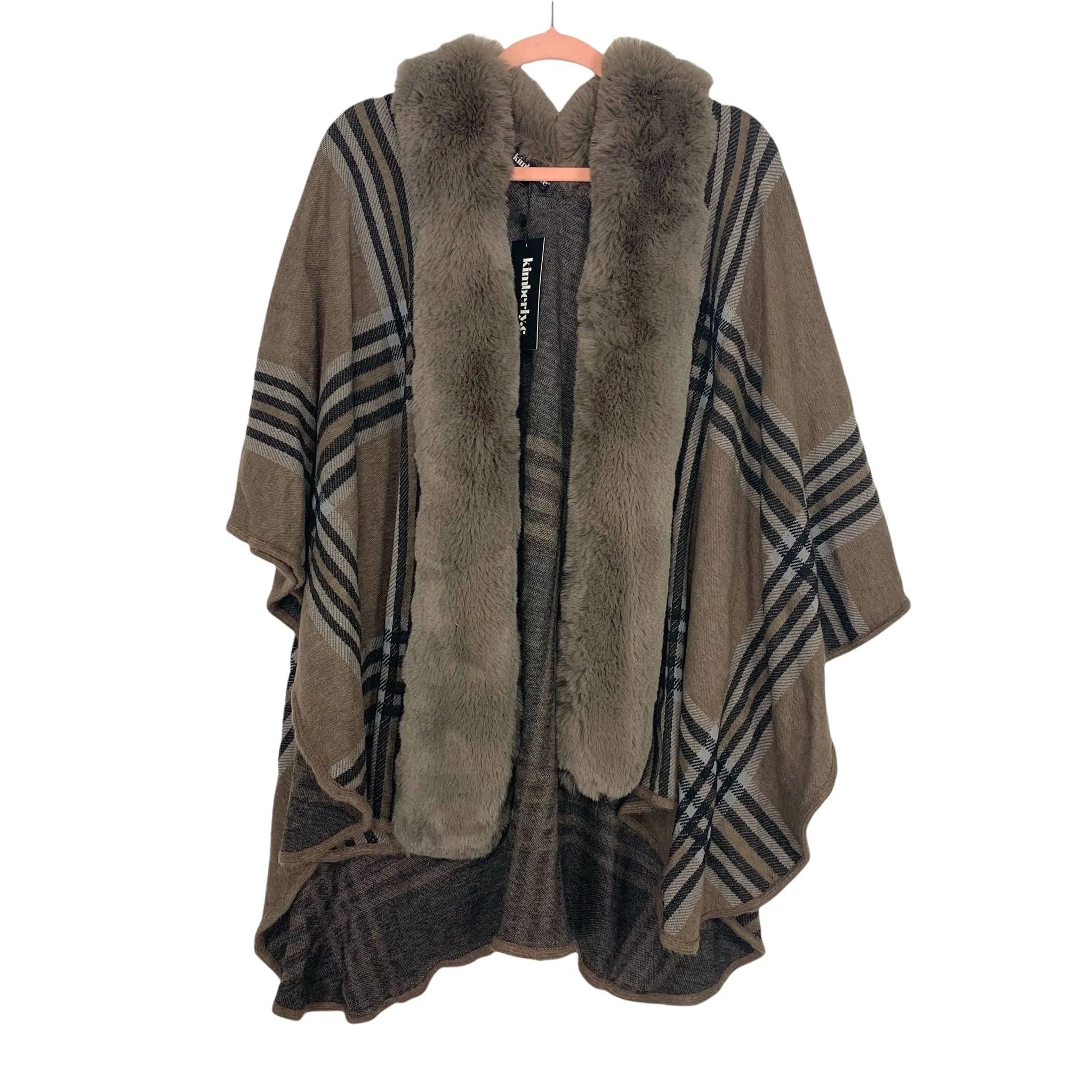 Kimberly C Faux Fur Front Closure Shawl NWT (sold out online)
