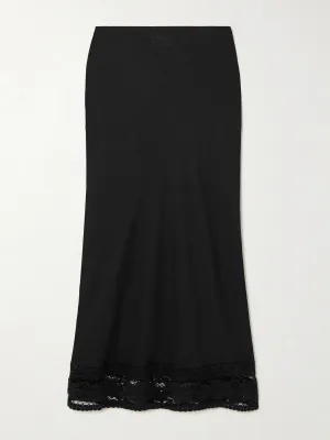 Magda lace-trimmed linen and cotton-blend midi skirt