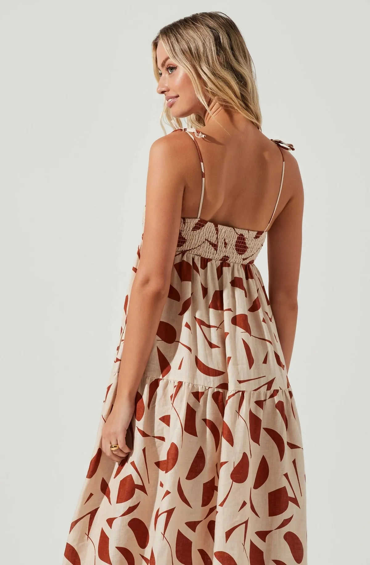 Marlene Square Neck Smocked Midi Dress