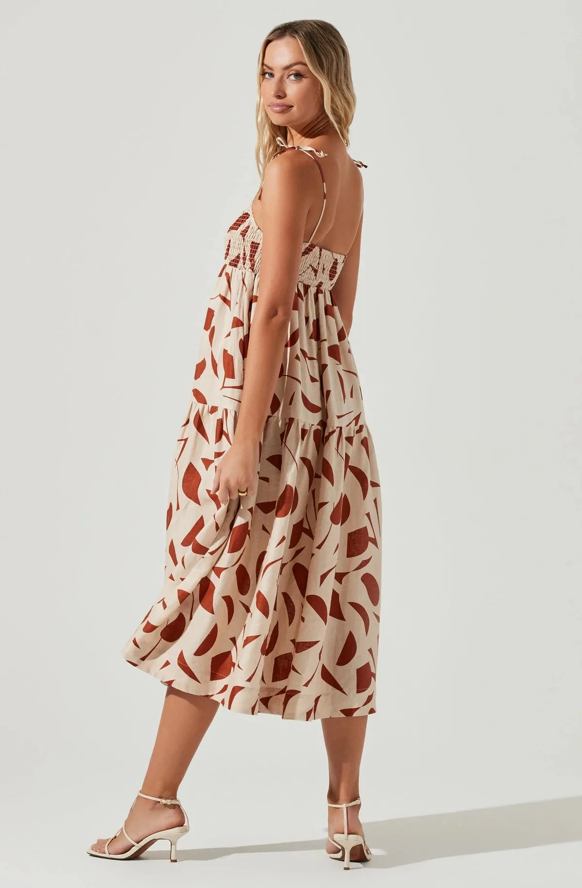 Marlene Square Neck Smocked Midi Dress