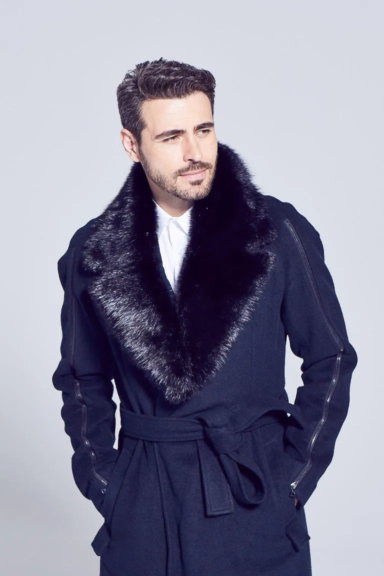 Men's Notched Muskrat Fur Collar