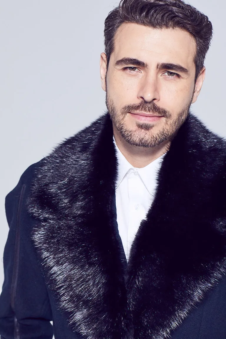 Men's Notched Muskrat Fur Collar