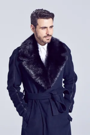 Men's Notched Muskrat Fur Collar