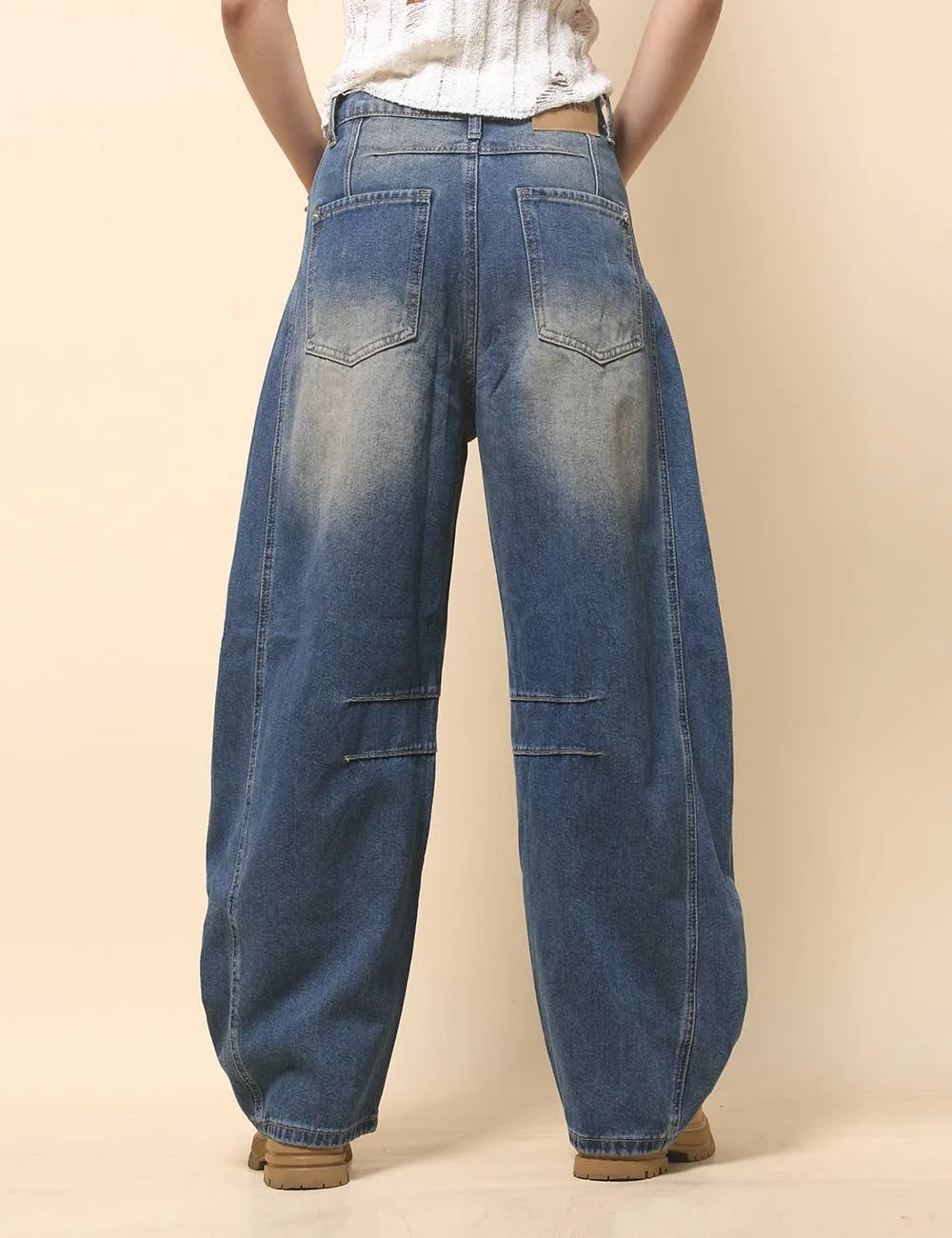 Mid Rise Barrel Jeans