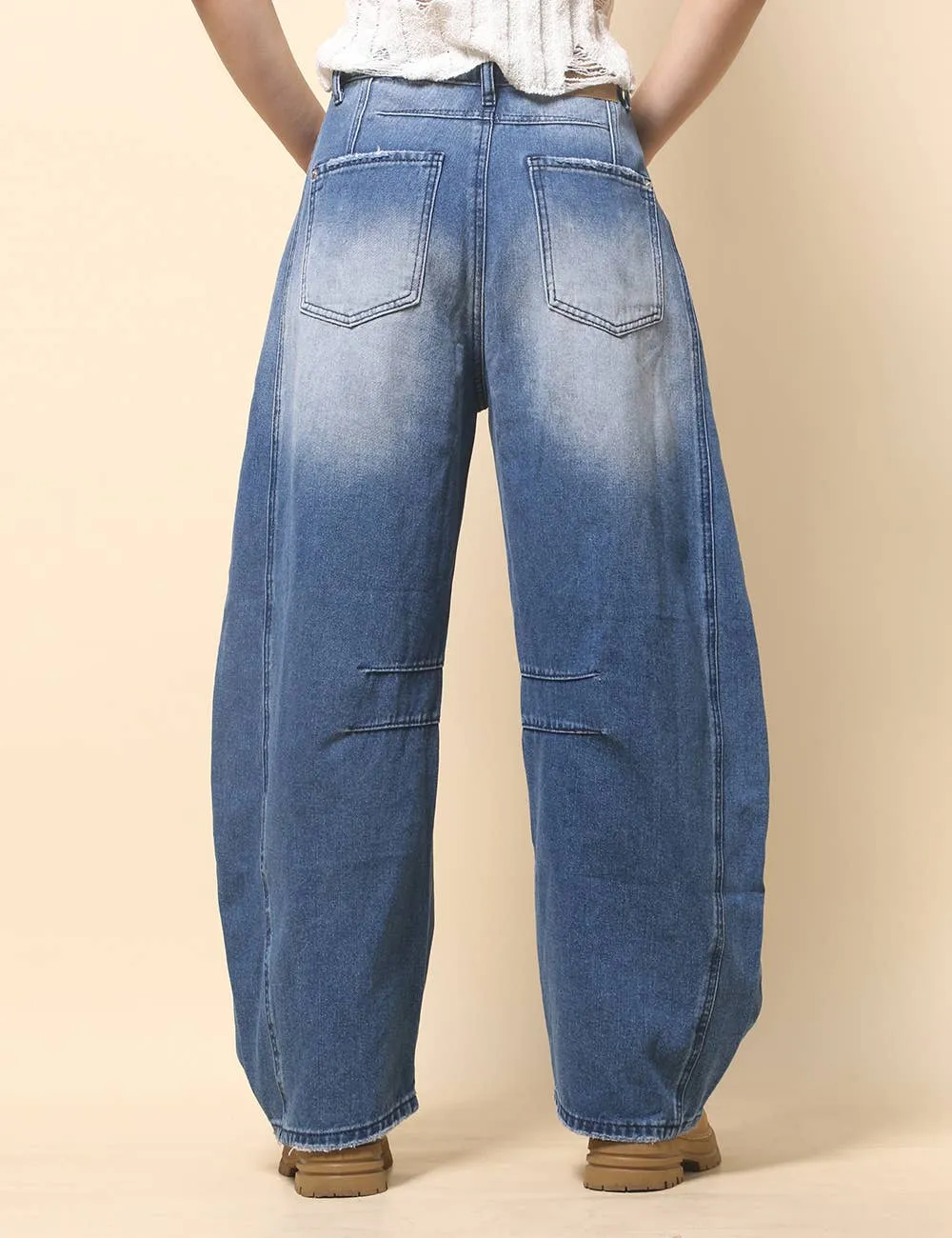 Mid Rise Barrel Jeans
