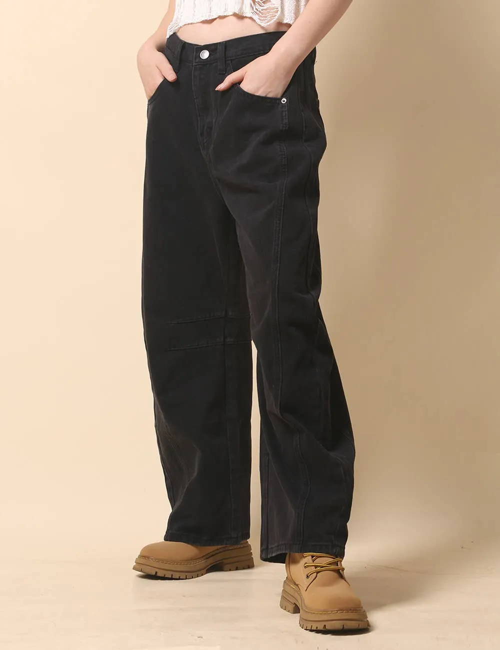Mid Rise Barrel Jeans
