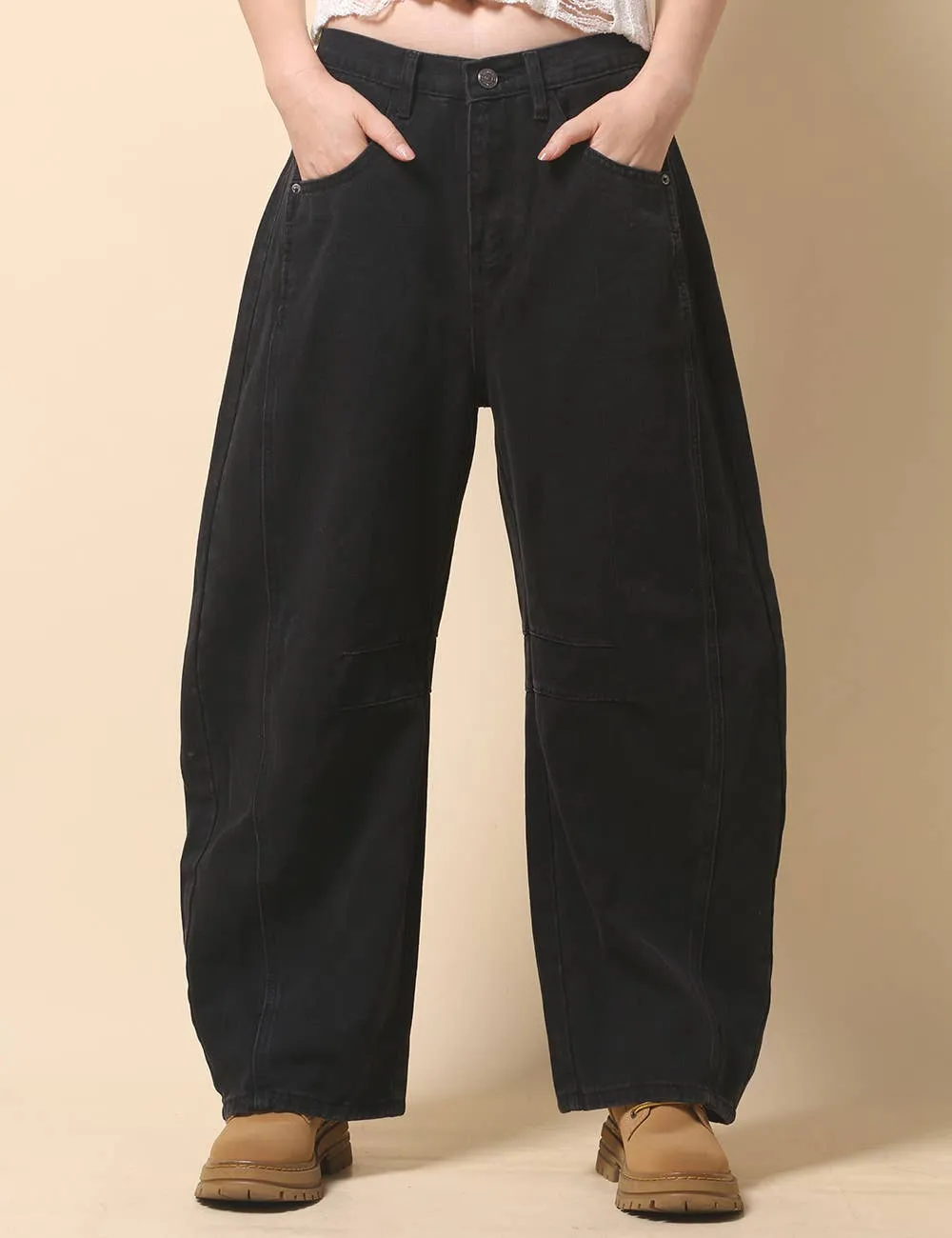 Mid Rise Barrel Jeans