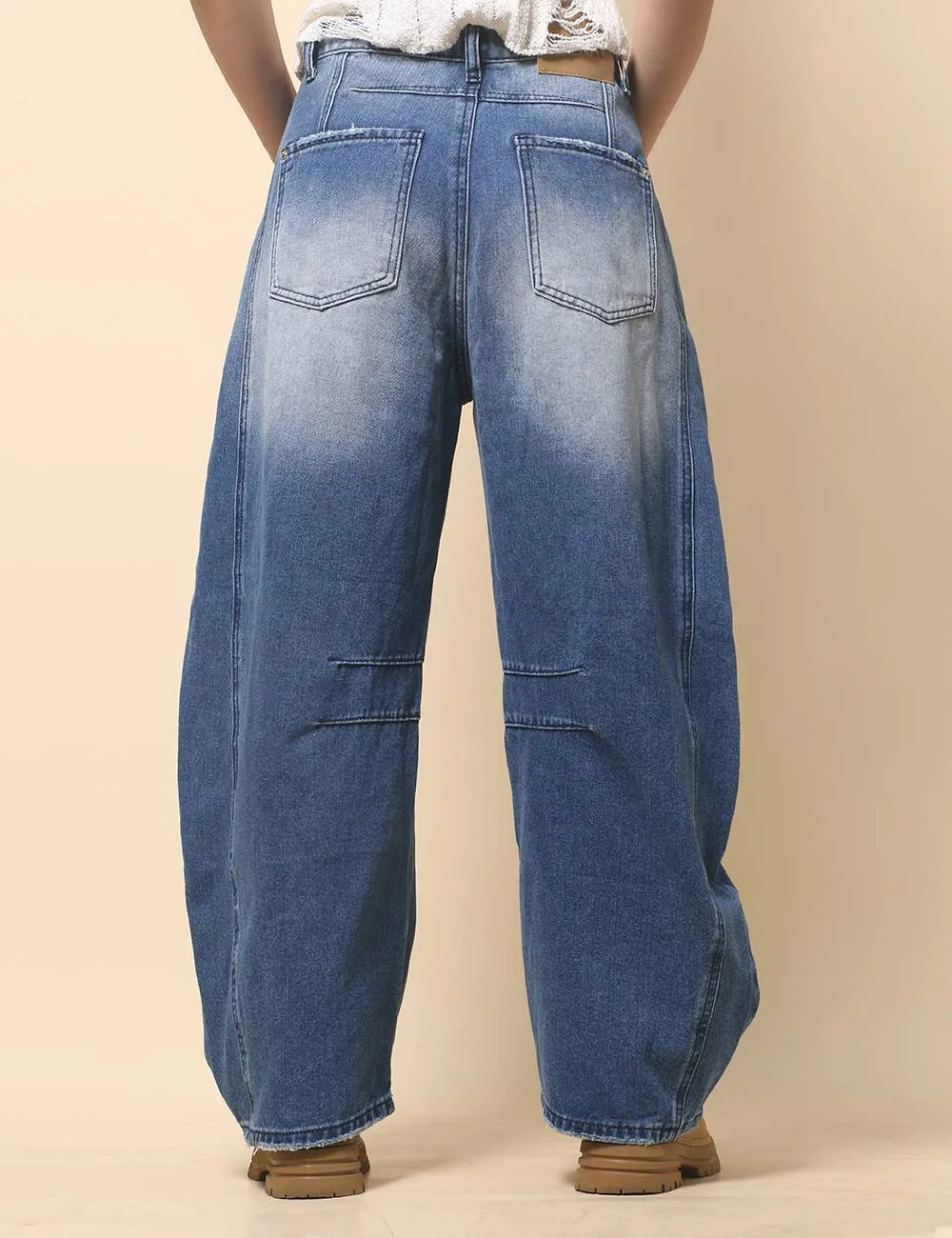 Mid Rise Barrel Jeans