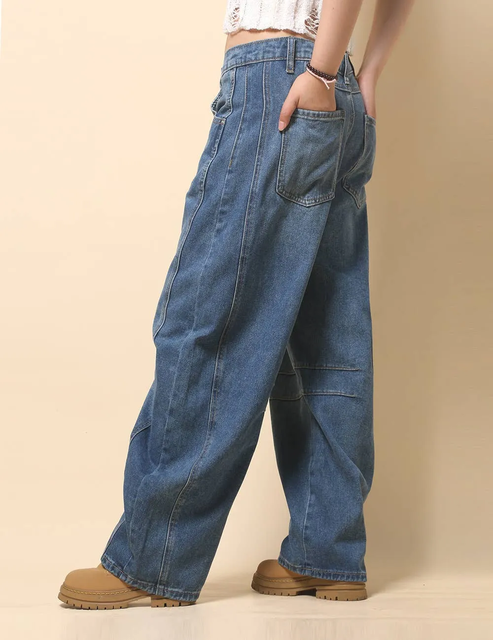 Mid Rise Barrel Jeans
