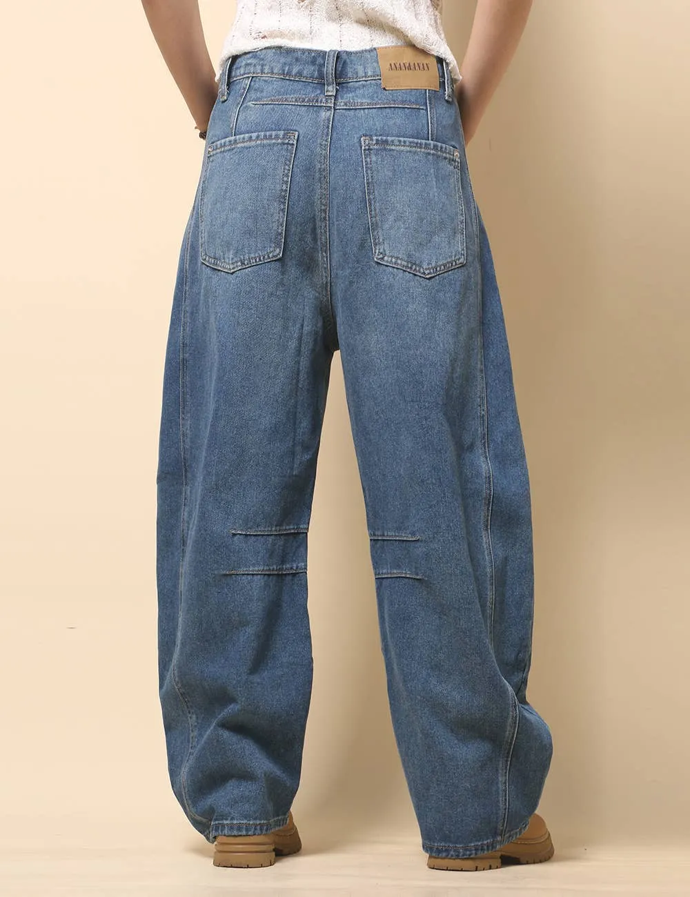 Mid Rise Barrel Jeans