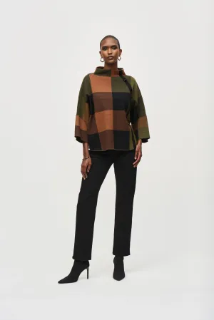 Olive Plaid Jacquard Sweater Knit Top by Joseph Ribkoff