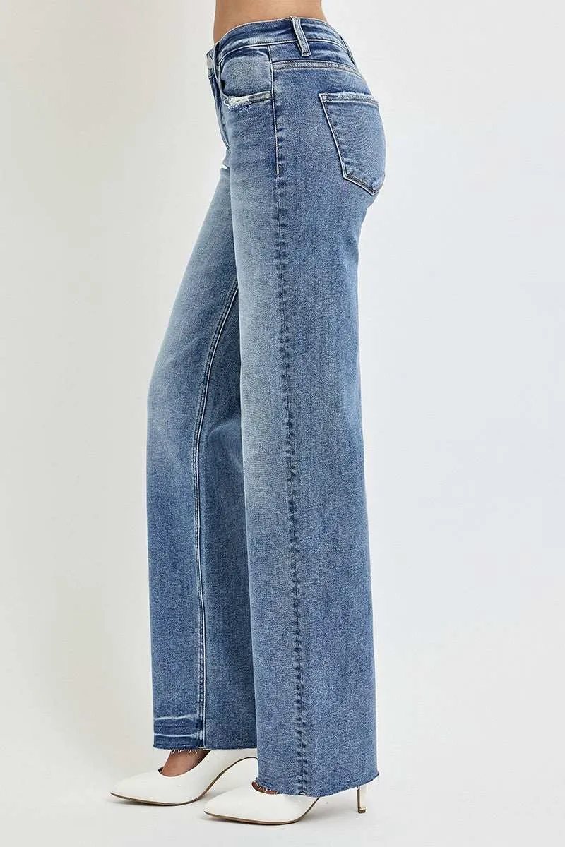RISEN High-Waist Straight Leg Jeans with Pockets
