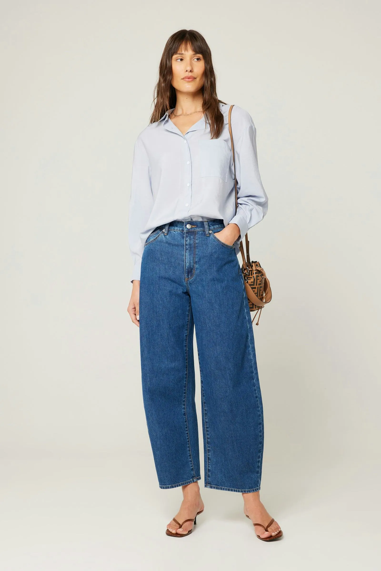 ROLLAS Gigi Barrel Denim Pant - Forever Blue