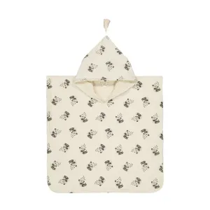 Rose in April Bath Poncho Pepito Panda Print With Terry Lining Natural