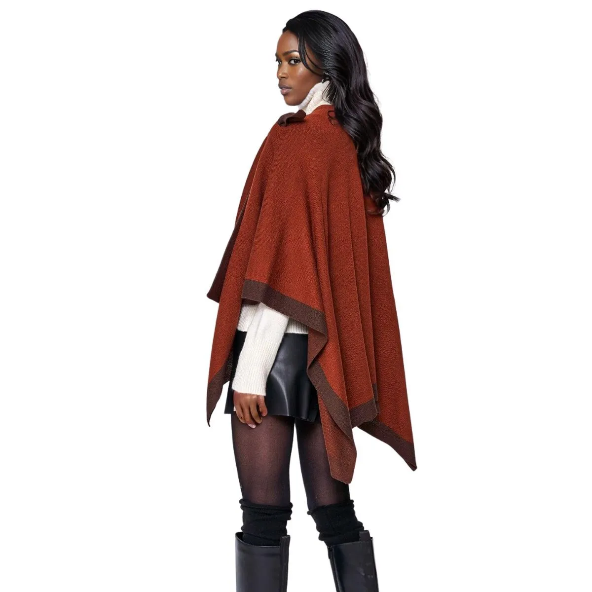 Ruana Shawl Poly Bronze Shoulder Wrap for Women