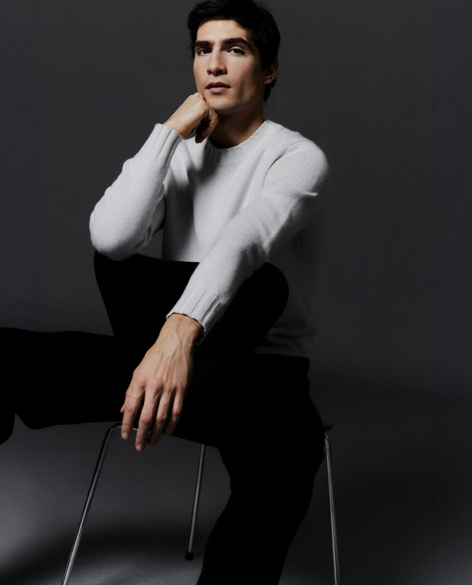 Rundhals Pullover aus Cashmere in Schwarz