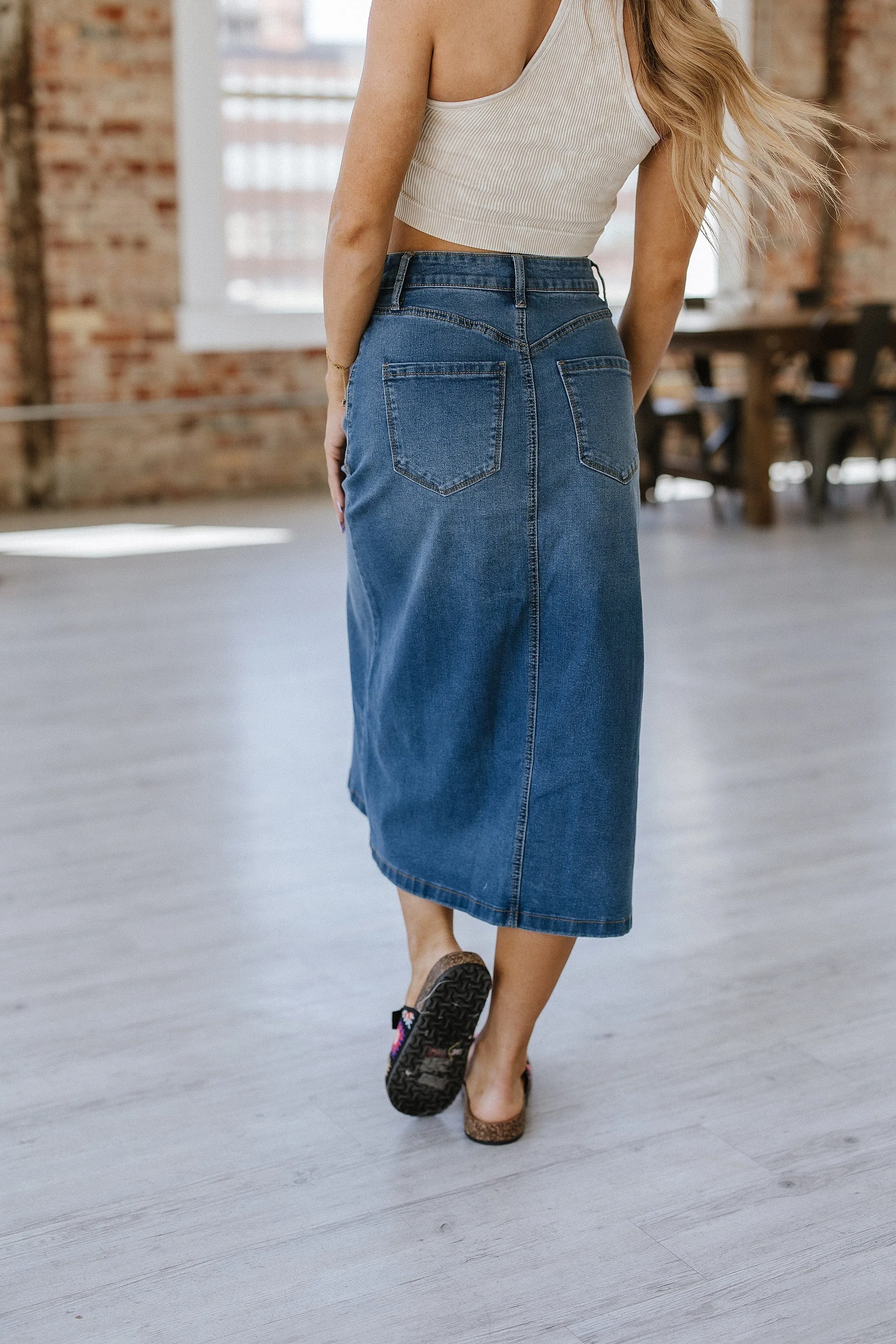SALE - Shelly Midi Denim Skirt | S-XL