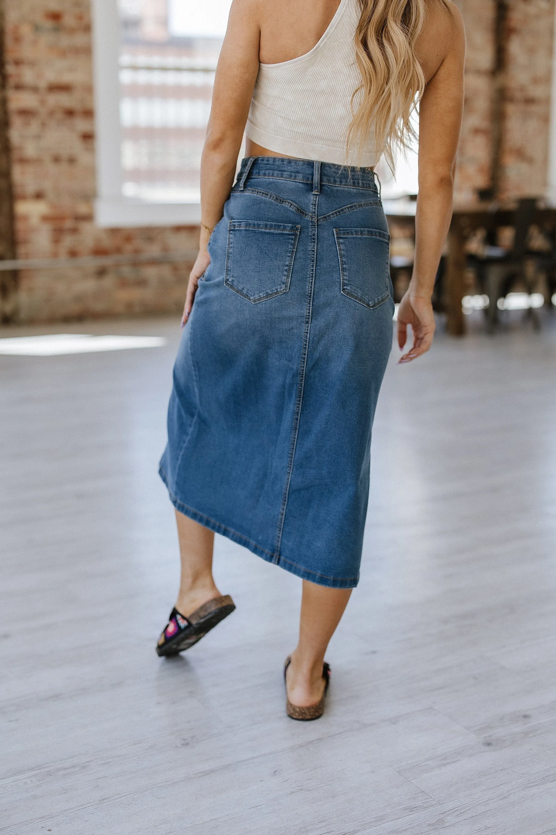 SALE - Shelly Midi Denim Skirt | S-XL