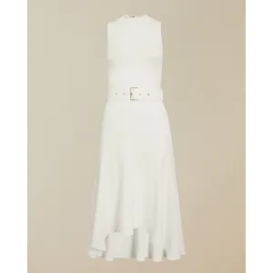 Women Corvala-Midi Dress With Dip Hem Fluted Skirt - Ivory