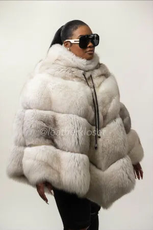 Women's Fox Fur Poncho [Natural White]